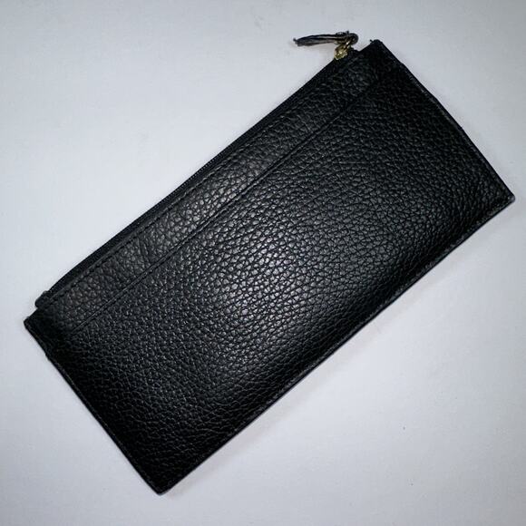 LODIS Card Wallet Pebbled Black Leather 7.25" x 3.5" x .25" - Picture 2 of 9